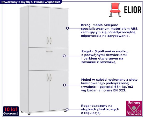 Biały regał biurowy z drzwiczkami S5-G60