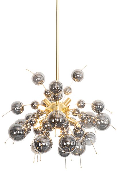 Designerska lampa wisząca mosiężna z przydymionym szkłem 8-lamp - Explode Oswietlenie wewnetrzne