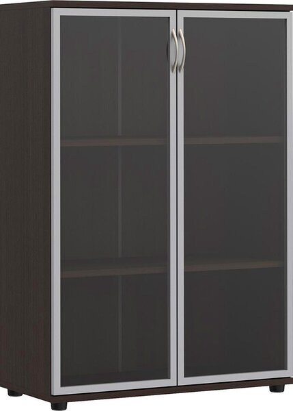 Minimalistyczny regał biurowy z witryną wenge G3-T53