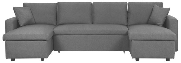 Nowoczesna sofa narożna rozkładana z pojemnikiem poduchy szara Sommen Beliani