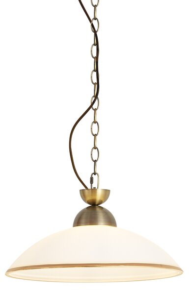 Klasyczna lampa wisząca brązowa z opalowym szkłem - Katarina