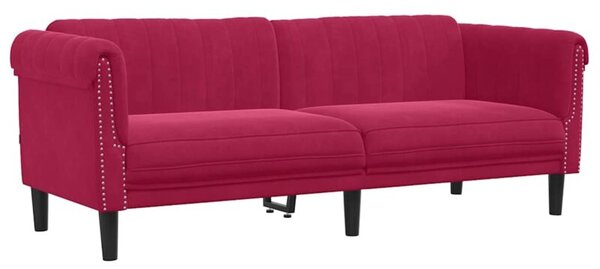 Sofa 3-osobowa, winna czerwieÅ, tapicerowana aksamitem
