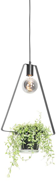 Nowoczesna lampa wisząca czarna ze szkłem trójkątnym - Roslini Oswietlenie wewnetrzne