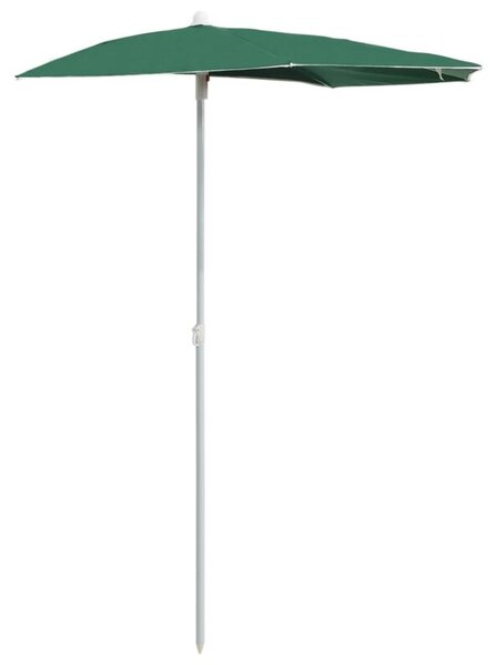 Półokrągły parasol ogrodowy na słupku, 180x90 cm, zielony