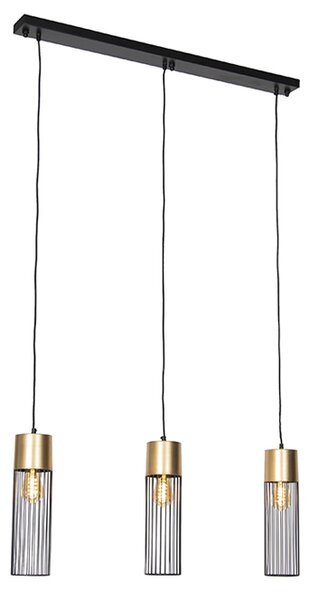 Designerska lampa wisząca czarna ze złotym 3-punktowym - Maura Oswietlenie wewnetrzne