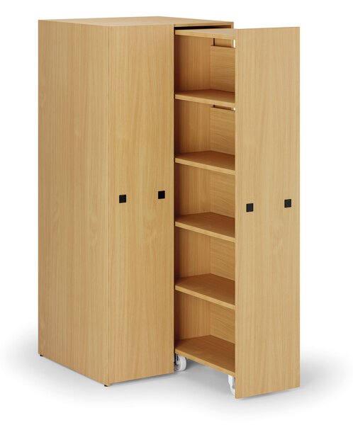 Szafa o dużej pojemności z wysuwanymi regałami, 841 × 846 × 2000 mm, buk