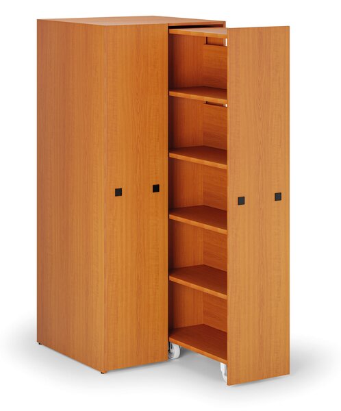 Szafa o dużej pojemności z wysuwanymi regałami, 841 × 846 × 2000 mm, czereśnia