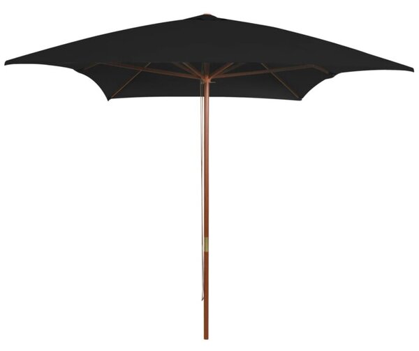 Parasol ogrodowy na drewnianym słupku, czarny, 200x300 cm