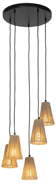 Wiejska lampa wisząca sznur 5-light - Marrit Oswietlenie wewnetrzne