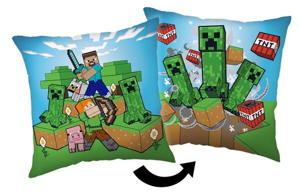 Poduszka dziecięca 40x40 cm Minecraft "Creeper Rush" – Jerry Fabrics