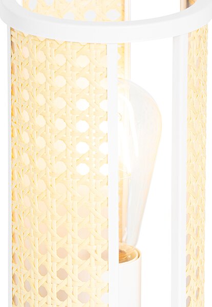 Orientalna lampa stołowa biała z rattanu 12 cm - Akira