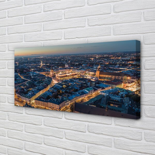 Obraz drukowany na płótnie Nocna Panorama Krakowa