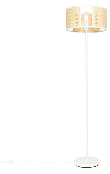 Lampa podłogowa Retro biała z rattanem 40 cm - Akira Oswietlenie wewnetrzne