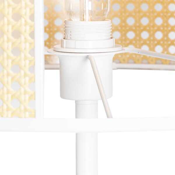 Orientalna lampa podłogowa biała z rattanu 40 cm - Akira
