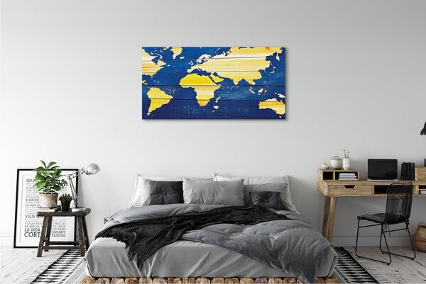 Duży obraz na płótnie Mapa na Niebieskim Drewnie