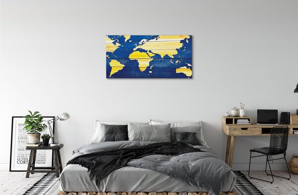 Duży obraz na płótnie Mapa na Niebieskim Drewnie