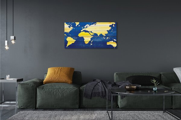 Duży obraz na płótnie Mapa na Niebieskim Drewnie