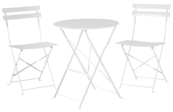 Metalowy zestaw mebli balkonowych biały 2 krzesła stolik ogród taras Fiori Beliani