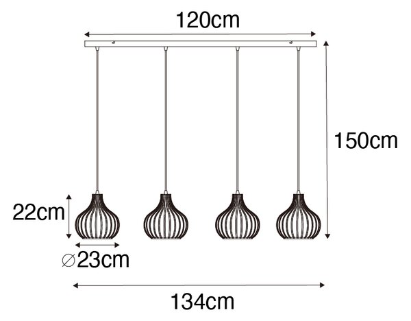 Inteligentna lampa wisząca czarna 4-punktowa z 4 Wifi G95 - Saffira Oswietlenie wewnetrzne