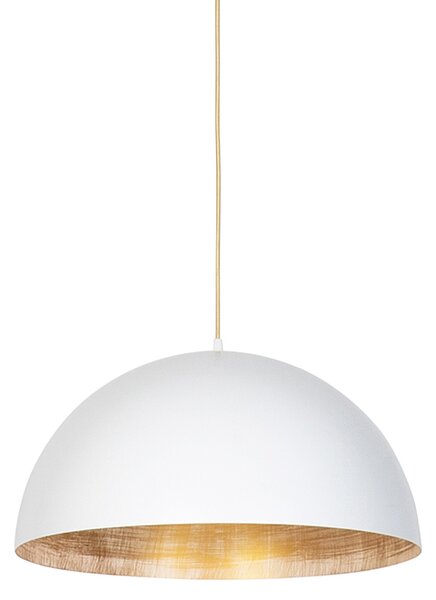 Industrialna lampa wisząca biała ze złotem 50 cm - Magna Eco Oswietlenie wewnetrzne