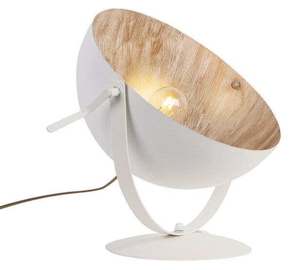 Industrialna lampa stołowa biała ze złotą regulacją - Magna Oswietlenie wewnetrzne