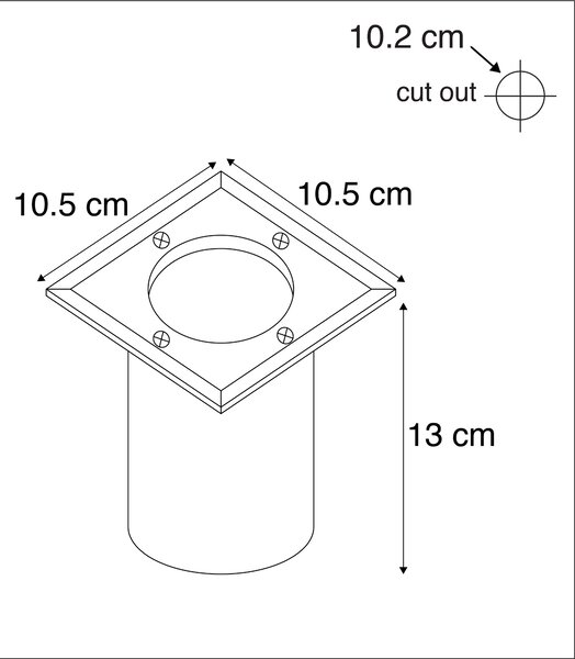 Oświetlenie punktowe wpuszczane stalowe 10,5 cm IP65 - Basic Square