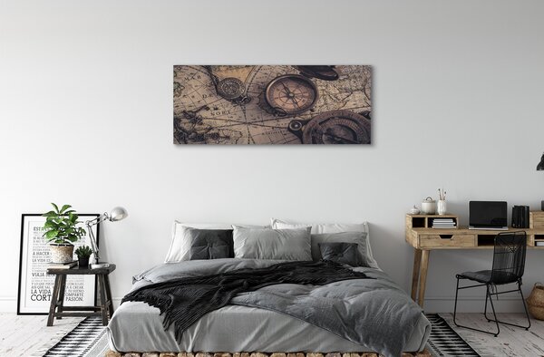 Obraz canvas na ścianę Kompas na Starej Mapie
