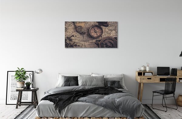 Obraz canvas na ścianę Kompas na Starej Mapie