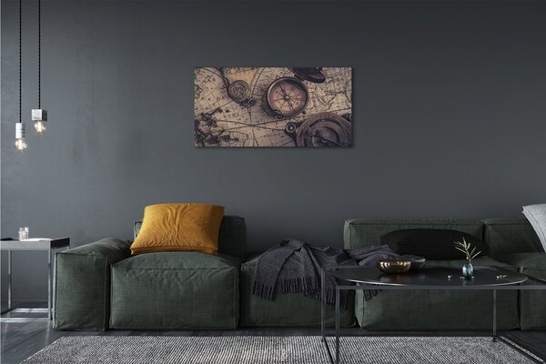 Obraz canvas na ścianę Kompas na Starej Mapie