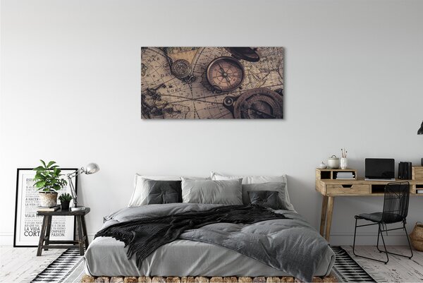 Obraz canvas na ścianę Kompas na Starej Mapie