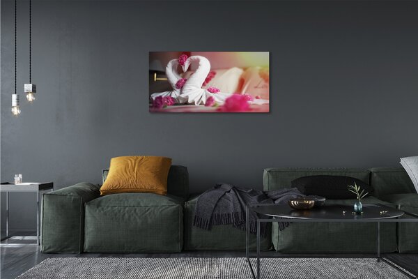 Zdjęcie na płótnie Łabędzie z Ręczników i Kwiaty