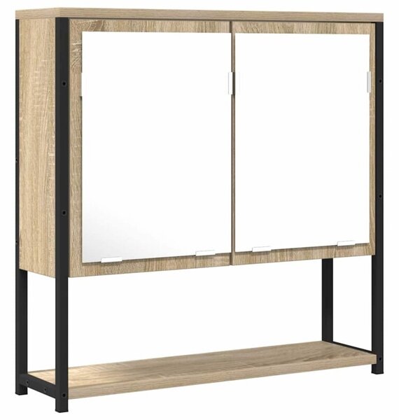 Lustro łazienkowe z półką z lustrem beżowy 60 x 16 x 60 cm