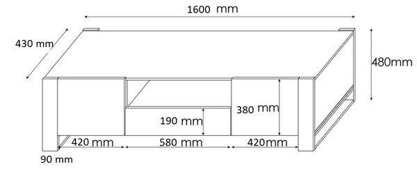 Szafka pod telewizor w stylu loft z półkami 160 cm | Umeblowana.com