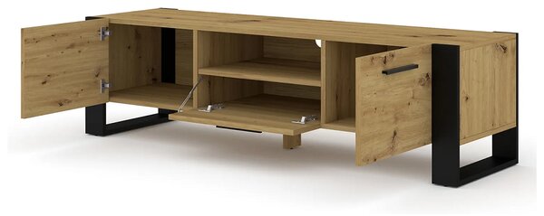 Szafka pod telewizor w stylu loft z półkami 160 cm | Umeblowana.com