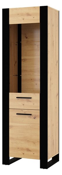 Loftowa wąska szafka stojąca witryna 188 cm | Umeblowana.com