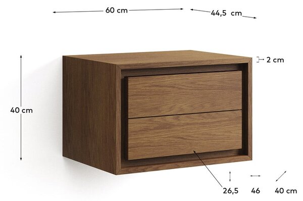 Ciemnobrązowa wisząca szafka pod umywalkę z litego drewna tekowego 60x40 cm Kenta – Kave Home