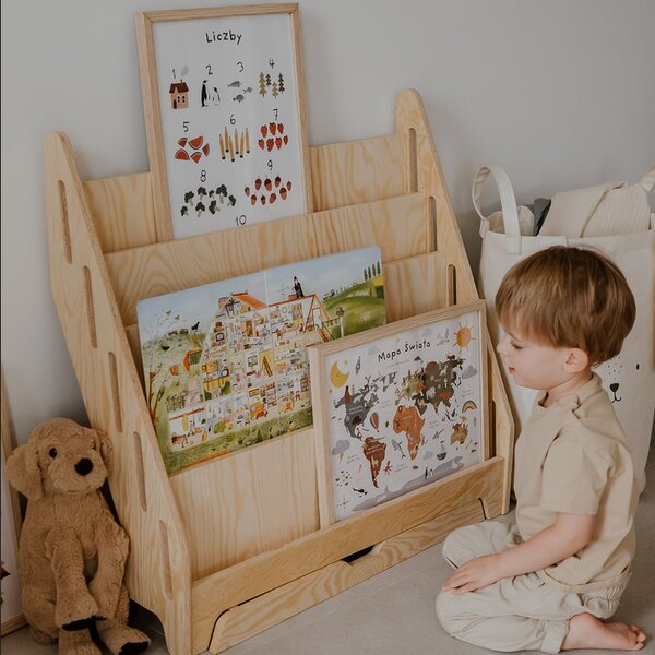 Biblioteczka Montessori dla dzieci MIA L naturalna-sosnowa