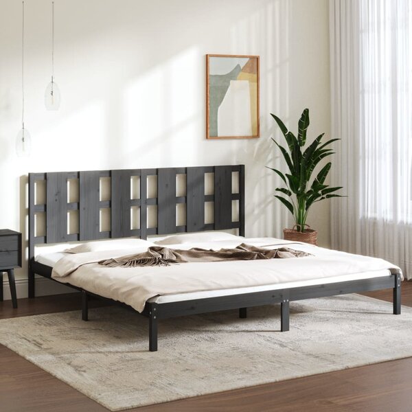 Rama łóżka, szara, lite drewno, 180x200 cm