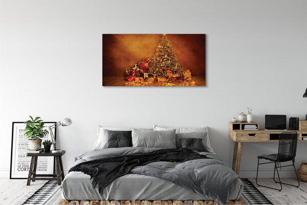 Obraz canvas na ścianę Choinka, Prezenty, Lampki i Dekoracje