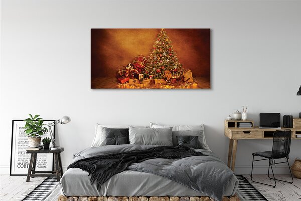 Obraz canvas na ścianę Choinka, Prezenty, Lampki i Dekoracje