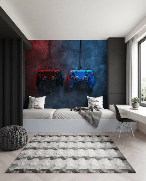 Fototapety czarno-niebieski DualShock na ciemnym tle, Fototapety Młodzieżowe, w01189 : Uwalls.pl