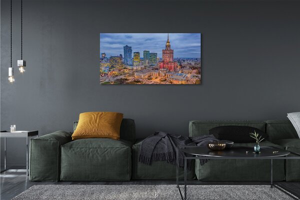 Obraz canvas na ścianę Panorama Warszawy o Zachodzie Słońca