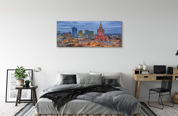 Obraz canvas na ścianę Panorama Warszawy o Zachodzie Słońca