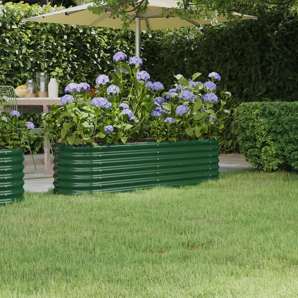 Donica ogrodowa, malowana proszkowo stal, 152x40x36 cm, zielona