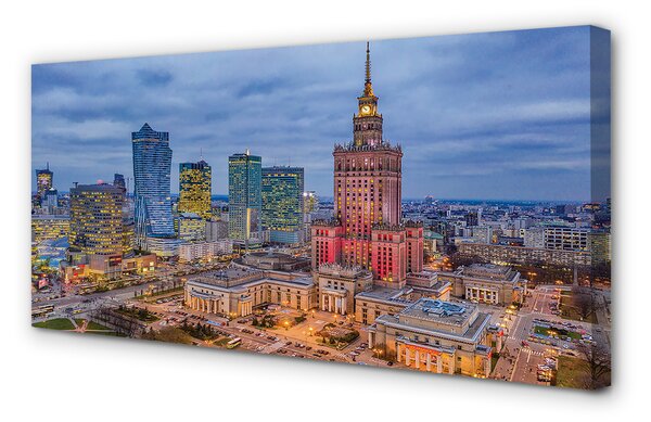 Obraz canvas na ścianę Panorama Warszawy o Zachodzie Słońca
