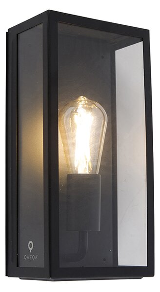 Zewnetrzna Przemysłowy Kinkiet / Lampa scienna zewnętrzny czarny IP44 ze szkłem - Rotterdam Oswietlenie zewnetrzne