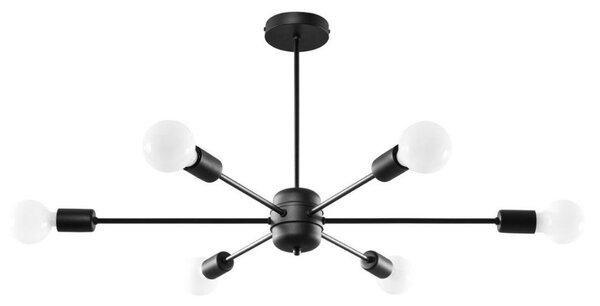 Lampa sufitowa LANGO 6 czarna żarówki loft - Sollux Lighting