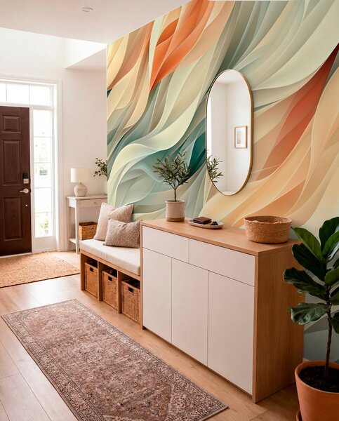 Fototapety Hipnotyzujący abstrakcyjny wzór z delikatnymi pastelowymi falami w, Fototapety 3D, Fototapety 3d geometryczna, w01335v1 : Uwalls.pl