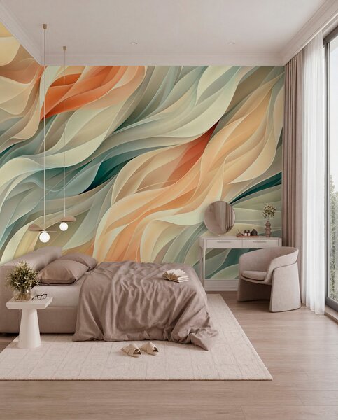 Fototapety Hipnotyzujący abstrakcyjny wzór z delikatnymi pastelowymi falami w, Fototapety 3D, Fototapety 3d geometryczna, w01335v1 : Uwalls.pl