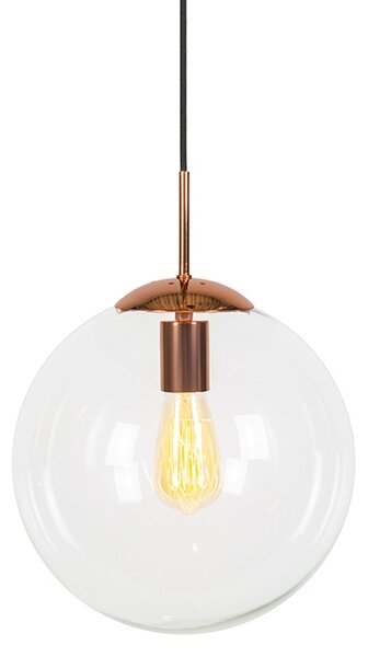 Lampa wisząca Art Deco miedź z przezroczystym szkłem 30 cm - Kula 30 Oswietlenie wewnetrzne